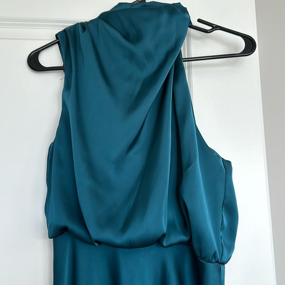 Hello Molly Teal Switch Over Satin Maxi Dress Small US 4 - Picture 10 of 12
